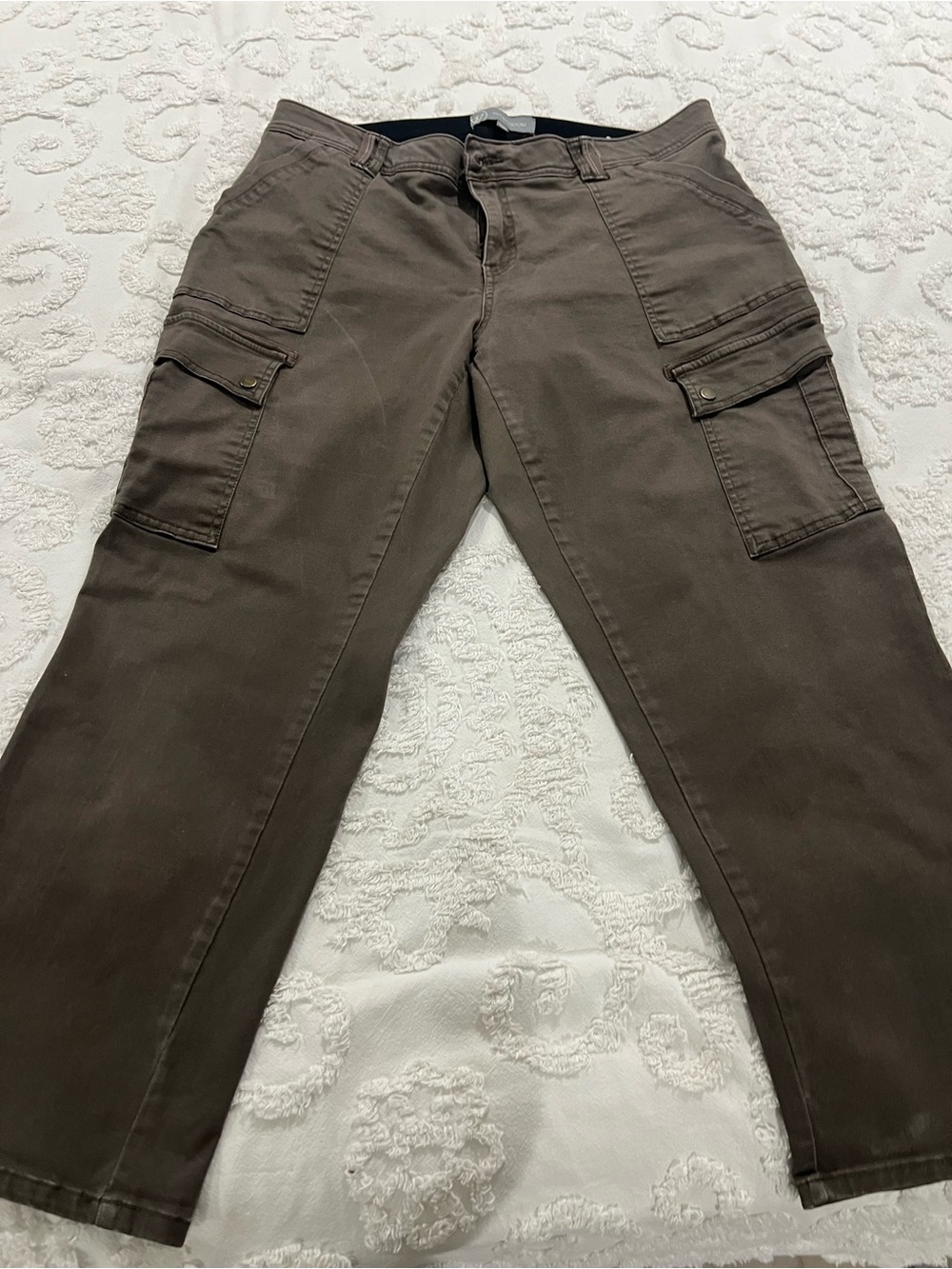 Wit & Wisdom Women’s Size 16 Brown High-Rise Cargo Pants Straight Leg